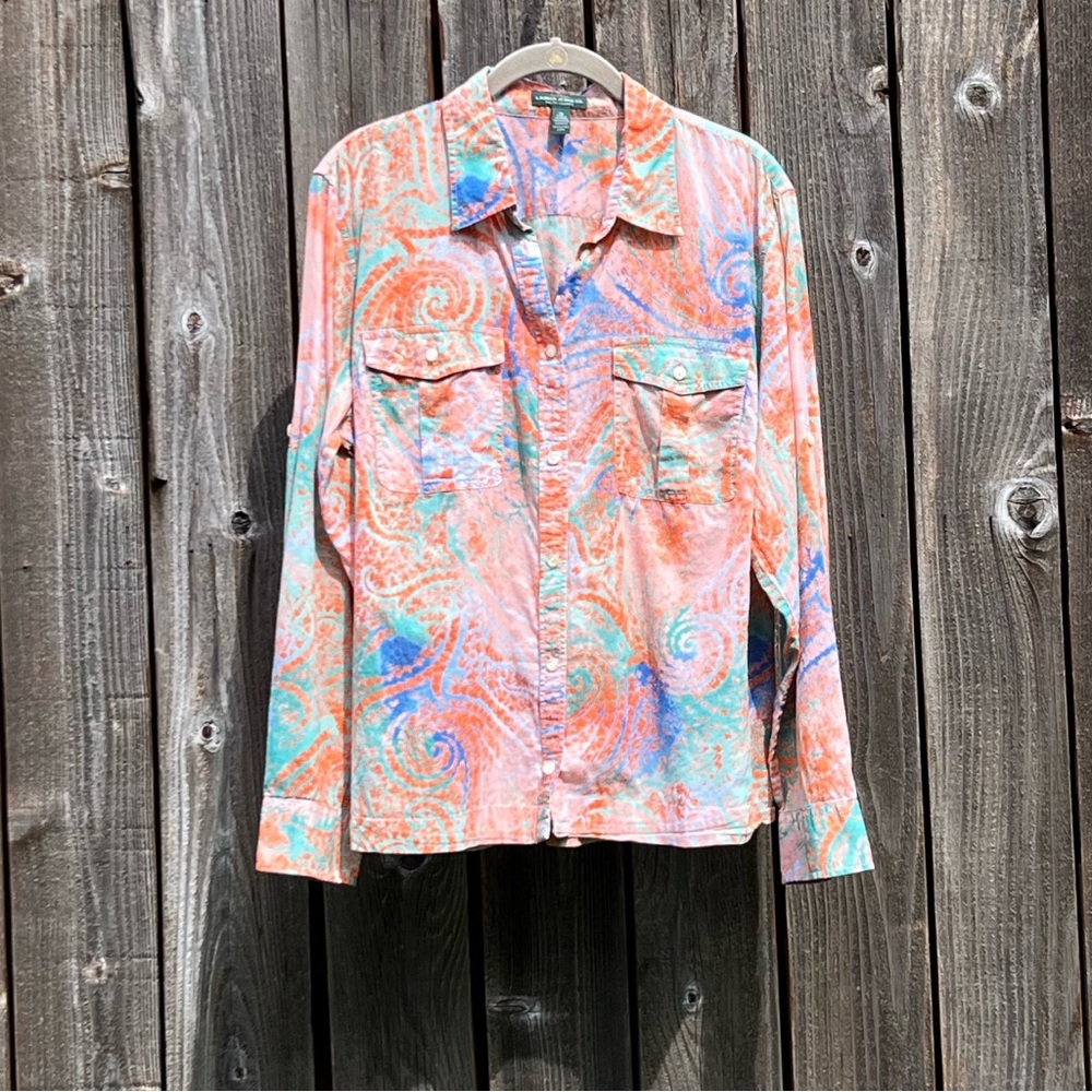 Ralph Lauren button down paisley top size 1X